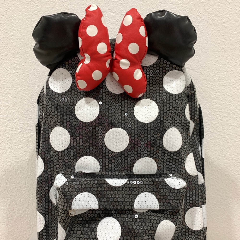Disney Minnie polka dot sequin Backpack NWOT